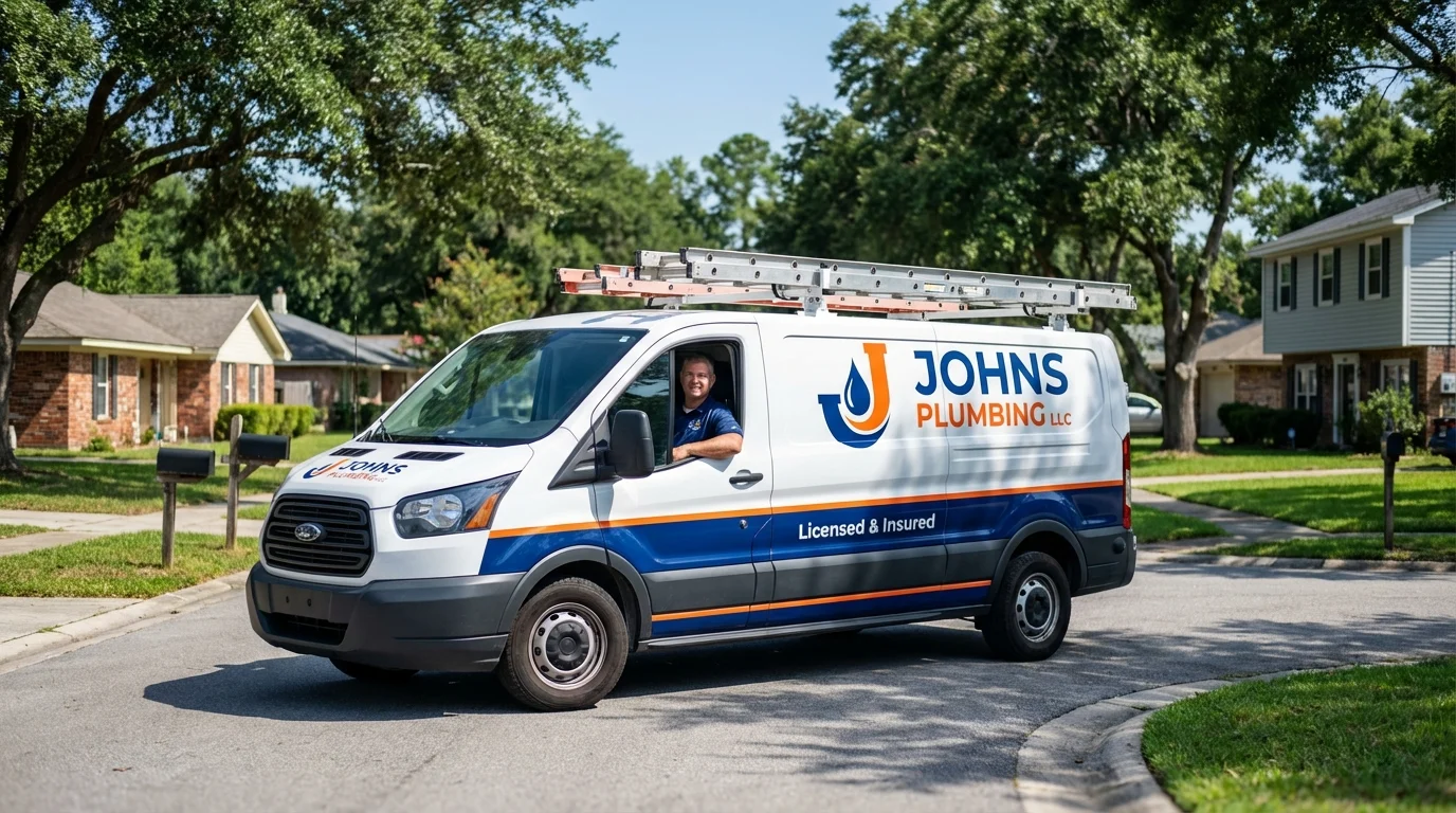 Johns Plumbing LLC service van in West Grove, PA