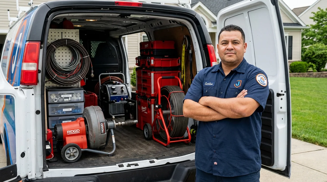 Professional drain cleaning equipment and Johns Plumbing LLC plumber in West Grove