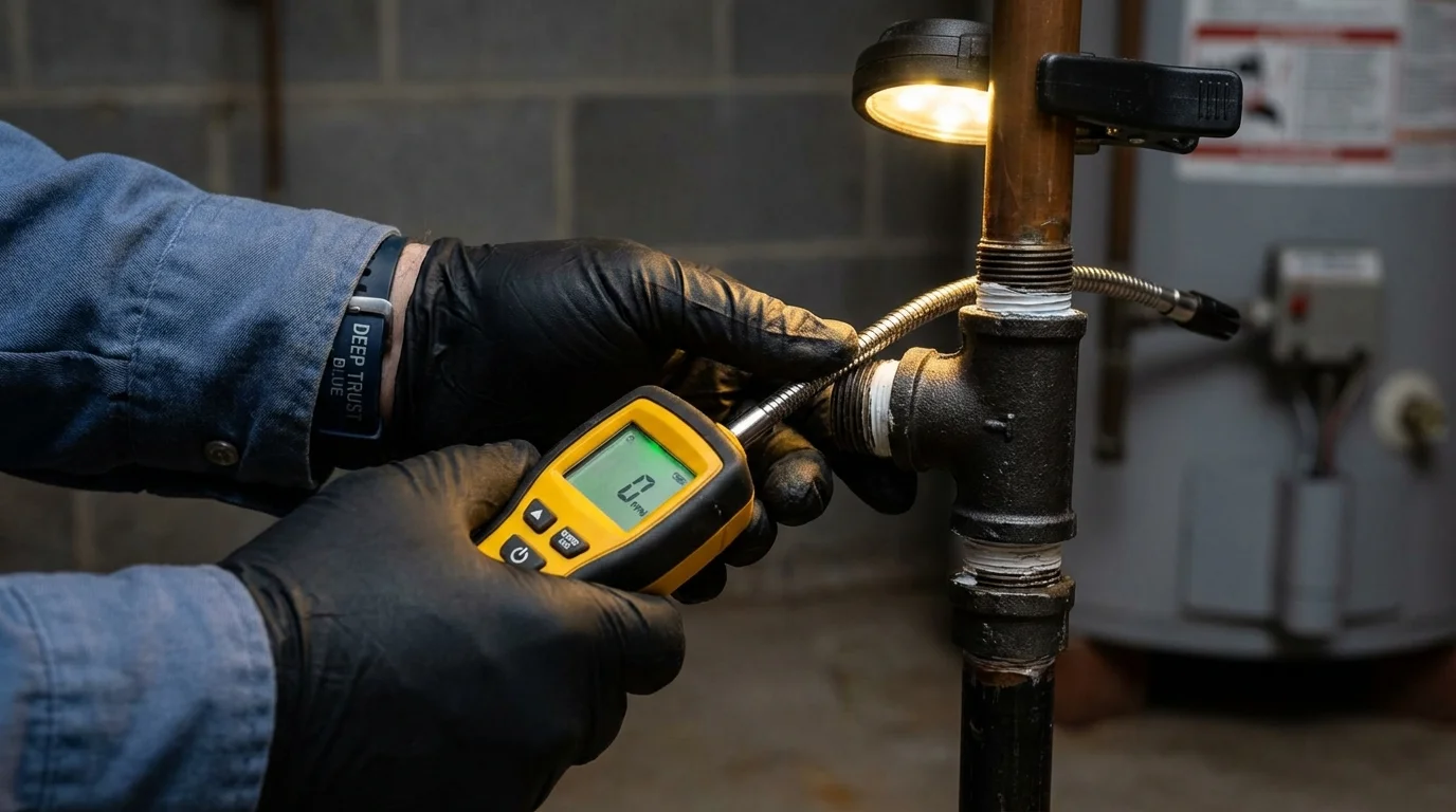 Gas leak detection with electronic sniffer by Johns Plumbing LLC in West Grove
