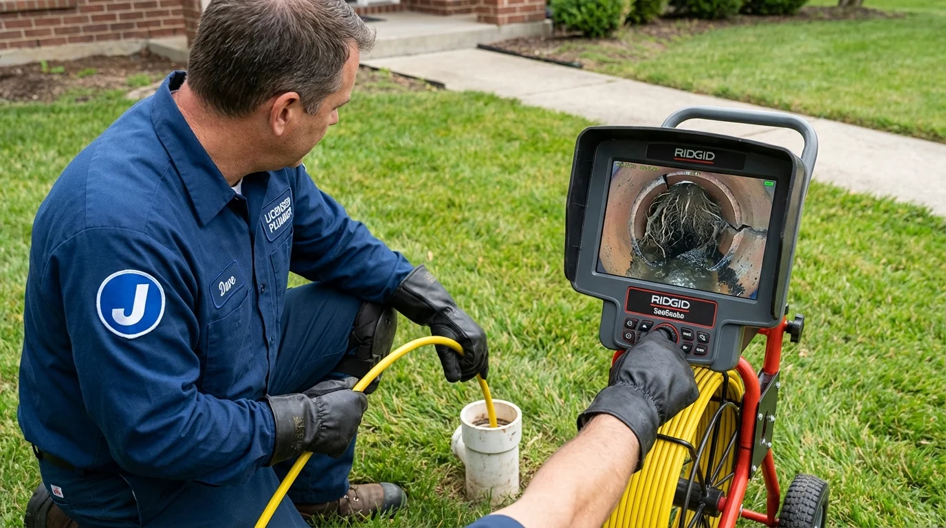 Sewer camera inspection being performed by Johns Plumbing LLC in West Grove
