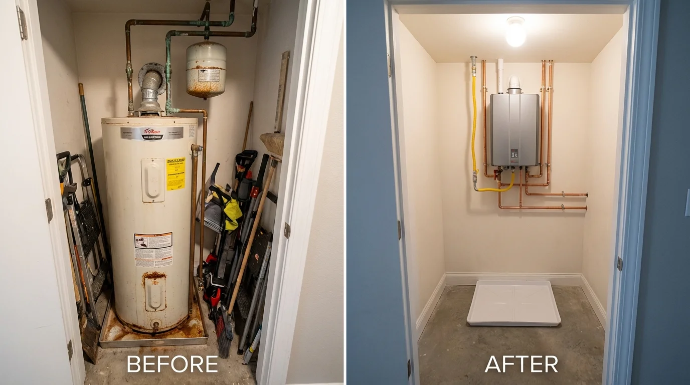 Tank water heater versus wall-mounted tankless unit comparison for West Grove, PA homeowners